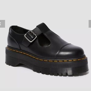 New Bethan Polished Dr Martens Smooth Leather Platform Shoes Size 5